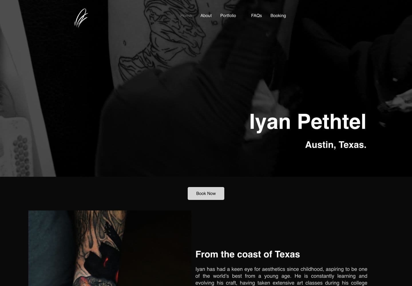 Iyan Pethtel portfolio artwork photograph showing a detailed tattoo alongside its reference image